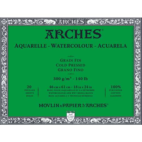 Arches Aquarelle Watercolour Blocks Pads 29.7 cm x 42 cm satin pad bound on one side 12960003